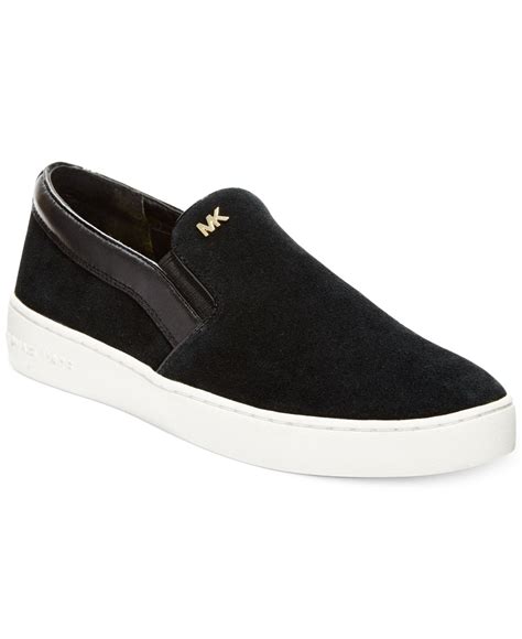 michael kors keaton slip on black|Michael Kors leather slip ons.